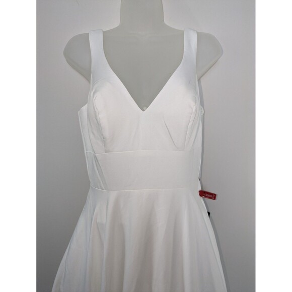 Mac Duggal V-Neck White A-Line Simple Elegant Summer Pockets Wedding Dress SZ 6 - Picture 6 of 13
